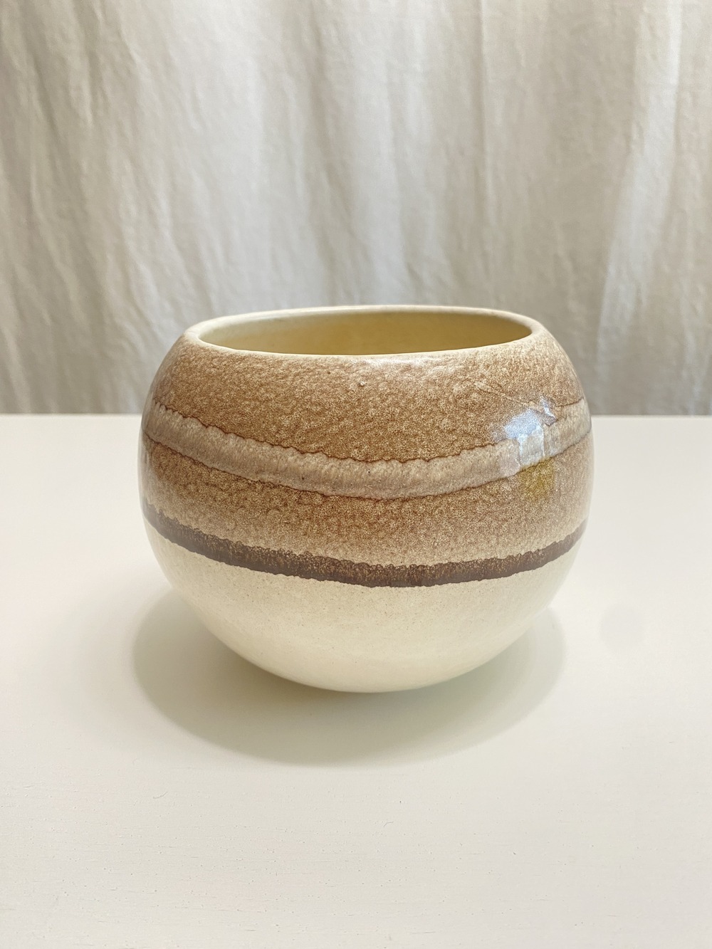 Vintage Handmade Italian Ceramic Round Vase